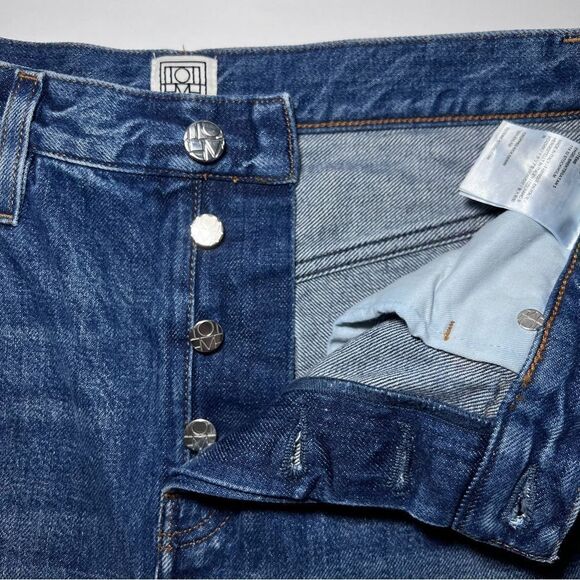 TOTEME Cropped Kick Denim in Mid Blue - Picture 6 of 8